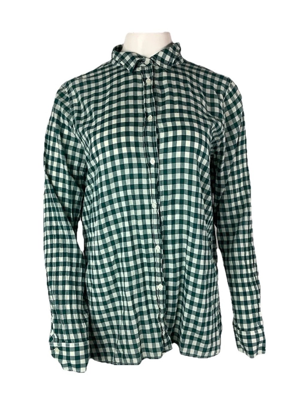 J Crew Sz 12 Plaid Print Long Sleeve Buttoned Casual Autumn Boy Shirt Green
